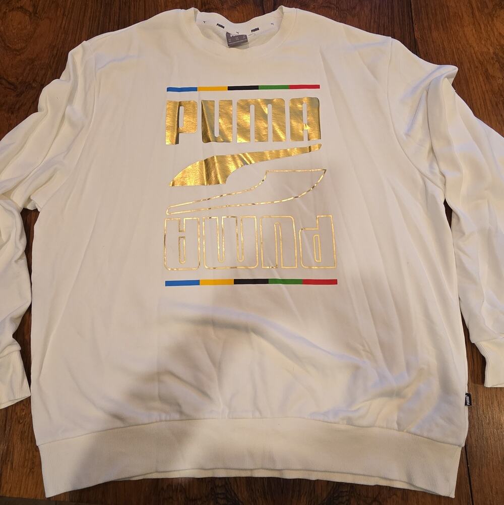 MEN'S Sweatshirt Size XXL PUMA REBEL CREW 5 CONTINENT CREWNECK White